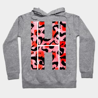 Abstract Letter H Watercolour Leopard Print Alphabet Red Hoodie